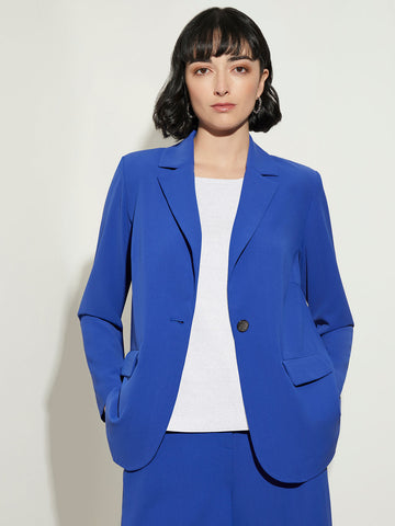 Notch Collar Crepe Blazer, True Blue
