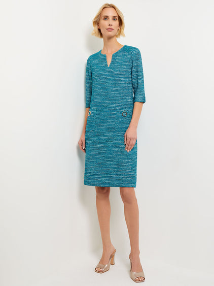Tweed Knit Shift Dress with Pockets Tweed Knit Shift Dress with Pockets