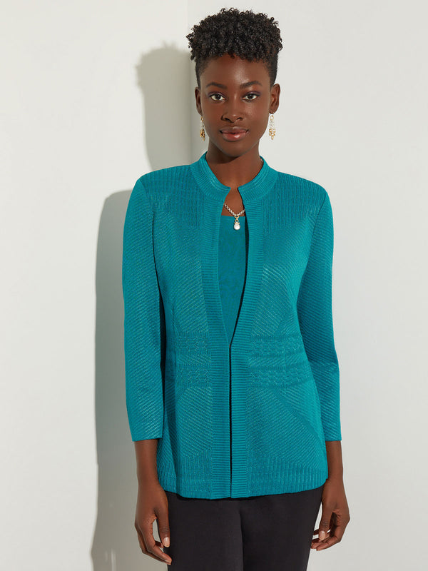 Tailored Textured Knit Jacket, French Blue | Misook