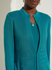 Tailored Textured Knit Jacket, French Blue | Misook Premium Details