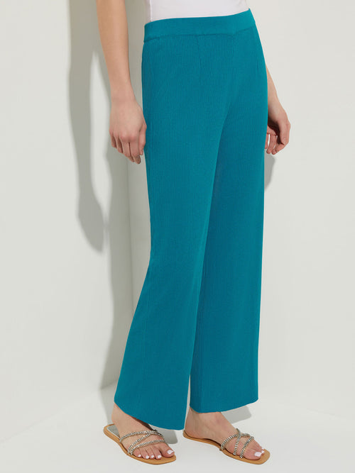 Wide Leg Soft Knit Pant, French Blue, French Blue | Misook Premium Details