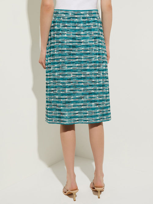 Tweed Knit Straight Knee-Length Skirt, French Blue/New Ivory/Black | Misook