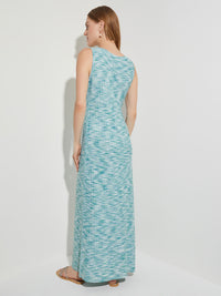 Tweed Knit Sleeveless Maxi Dress, French Blue/Basin Blue/White | Misook