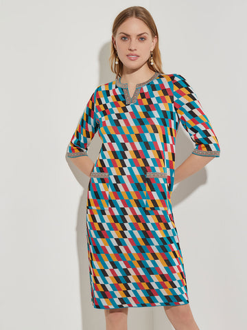 Geometric Print Shift Knit Dress