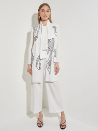 Abstract Embroidery Shawl Neck Jacket, New Ivory/Black | Misook