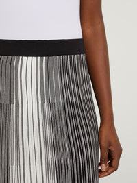 Contrast Stripe Ankle-Length Skirt, Black/New Ivory | Misook Premium Details