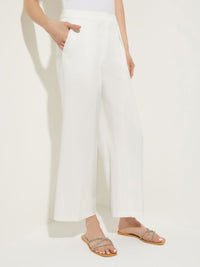 Woven Wide Leg Pant, White | Misook Premium Details