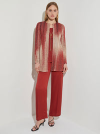 Painter's Print Knit Jacket, Sand/Russet/Biscotti/Black | Misook