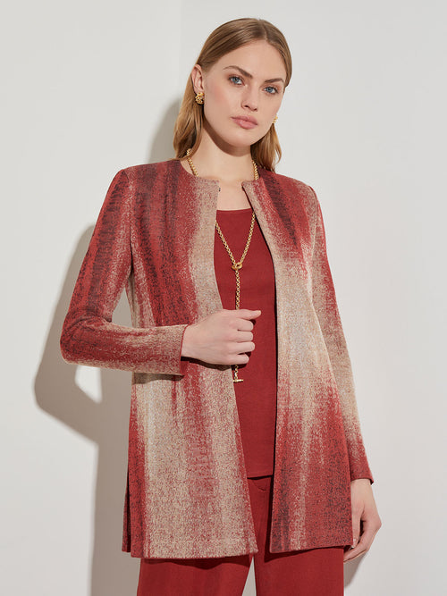 Painter's Print Knit Jacket, Sand/Russet/Biscotti/Black | Misook
