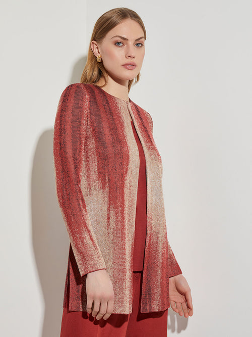 Painter's Print Knit Jacket, Sand/Russet/Biscotti/Black | Misook