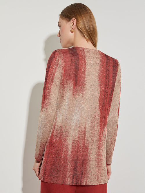 Painter's Print Knit Jacket, Sand/Russet/Biscotti/Black | Misook