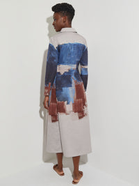 Abstract Print Button-Front Woven Maxi Dress, Lyons Blue/Sand/Russet/Biscotti/New Ivory/Black | Misook