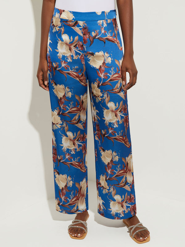 Floral Crepe de Chine Wide Leg Pant, Lyons Blue/Sand/Russet/Biscotti/New Ivory/Black | Misook