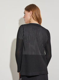 Abstract Knit Jacket With Detachable Scarf, Black/New Ivory | Misook