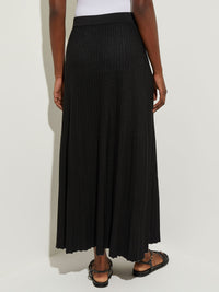 Abstract Soft Knit Flare Maxi Skirt, Black/New Ivory | Misook