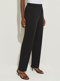 Woven Pull-On Straight Leg Pant, Black | Misook Premium Details