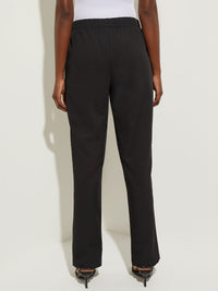 Woven Pull-On Straight Leg Pant, Black | Misook