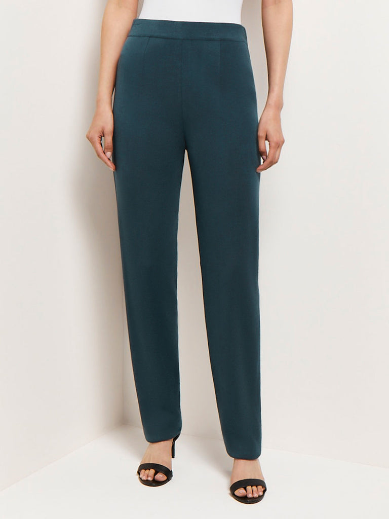 Straight Leg Knit Pant, Marine Teal