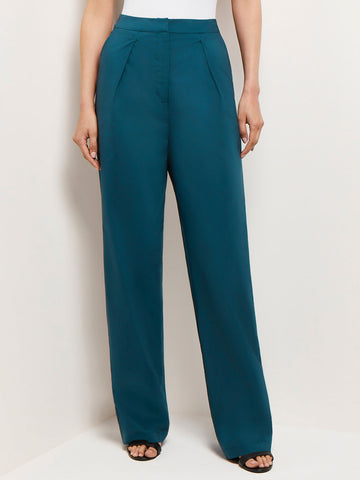 Straight Leg Cotton Blend Pants