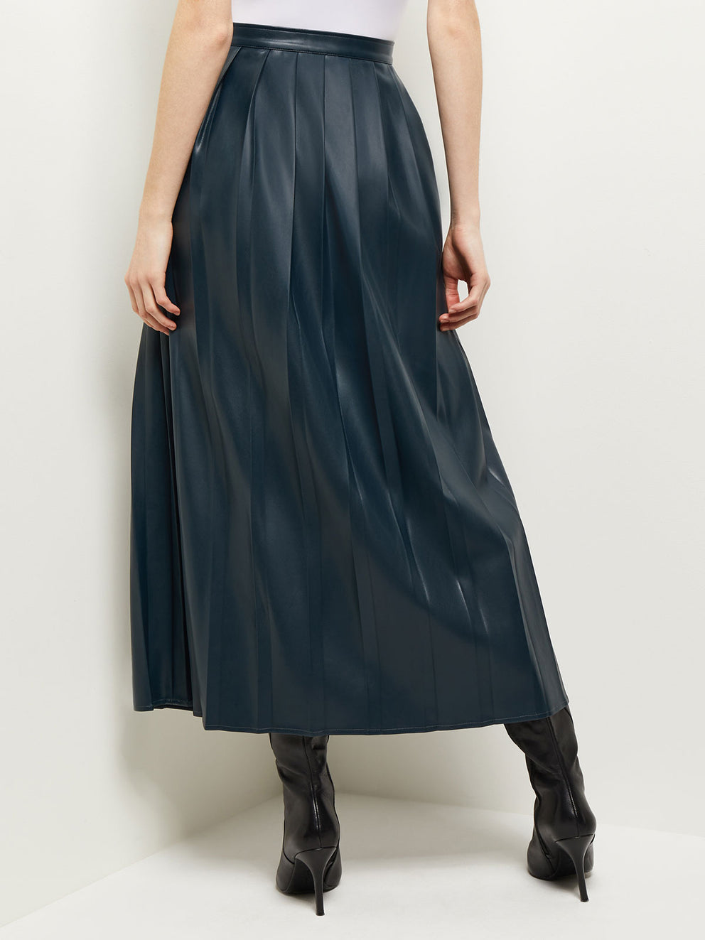 Leather Buckle Side Pleated Maxi Skirt  Karen Millen