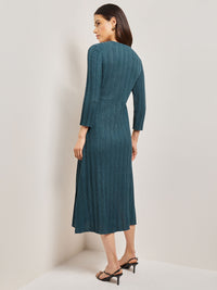 Textural Stripe Knit Midi Dress