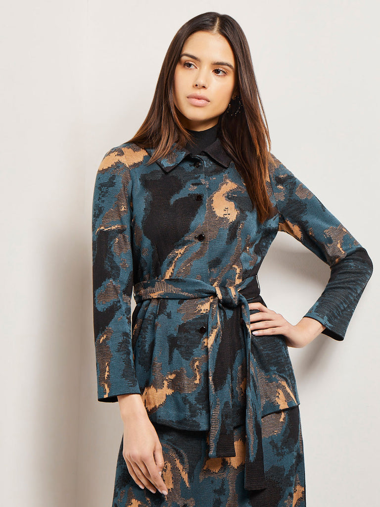 Marbled Jacquard Knit Tailored Jacket