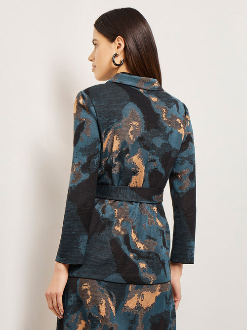Marbled Jacquard Knit Tailored Jacket