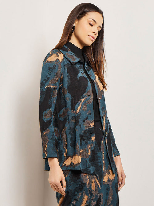 Marbled Jacquard Knit Tailored Jacket