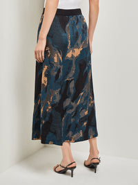 Marbled Jacquard Knit Midi Skirt