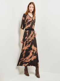 Batwing Sleeve Soft Jacquard Knit Midi Dress, Goldenwood/Black | Misook