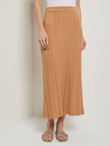 A-Line Cozy Cable Knit Midi Skirt