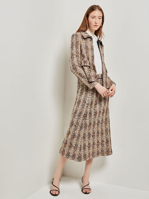 Metallic Tweed Knit Jacket, Marine Teal/African Violet/Goldenwood/Soft Mauve/Black | Misook