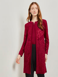 Jewel Neck Burnout Knit Jacket, African Violet | Misook
