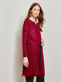 Jewel Neck Burnout Knit Jacket, African Violet | Misook