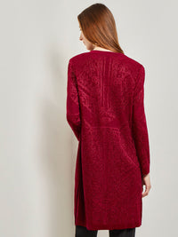 Jewel Neck Burnout Knit Jacket, African Violet | Misook