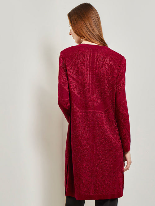 Jewel Neck Burnout Knit Jacket, African Violet | Misook