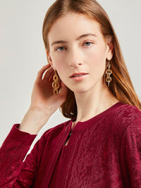 Jewel Neck Burnout Knit Jacket, African Violet | Misook Premium Details