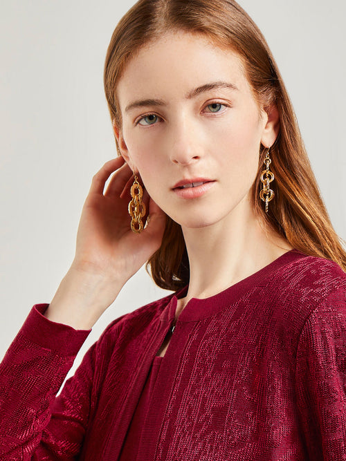 Jewel Neck Burnout Knit Jacket, African Violet | Misook Premium Details