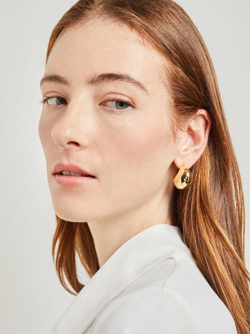 Gold Puffy Hoop Earrings, Gold | Misook