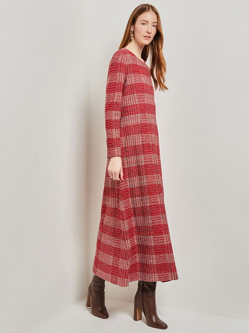 Tweed Knit Maxi Dress, Classic Red/Venetian Rose/Biscotti/Black | Misook