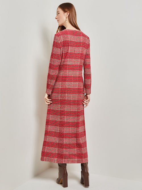 Tweed Knit Maxi Dress, Classic Red/Venetian Rose/Biscotti/Black | Misook
