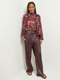 Floral Button Front Cropped Knit Jacket, Mahogany/Classic Red/Venetian Rose | Misook