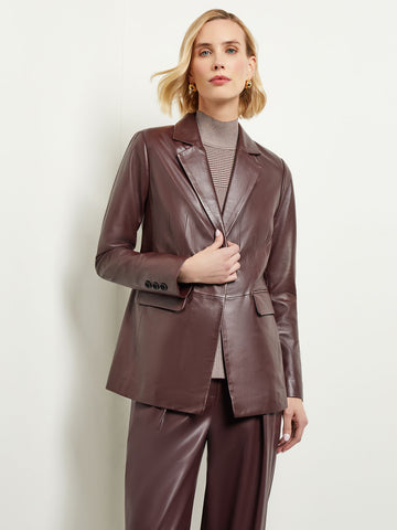 Tailored Leather Notched Lapel Jacket