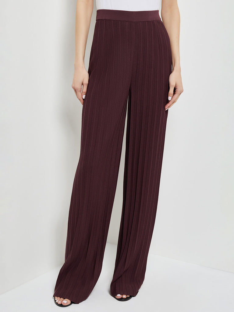 Straight Leg Cable Knit Pant, Mahogany | Misook