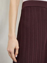 Straight Leg Cable Knit Pant, Mahogany | Misook Premium Details