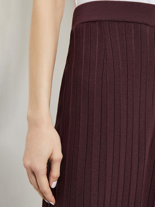 Straight Leg Cable Knit Pant, Mahogany | Misook Premium Details