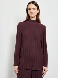 Long Sleeve Cable Knit Turtleneck Tunic, Mahogany | Misook