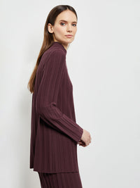 Long Sleeve Cable Knit Turtleneck Tunic, Mahogany | Misook