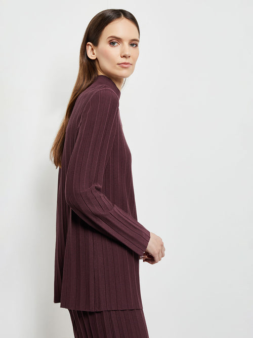 Long Sleeve Cable Knit Turtleneck Tunic, Mahogany | Misook