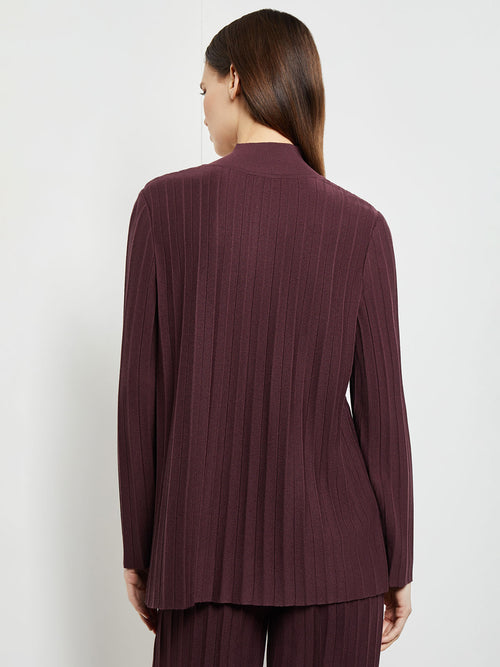 Long Sleeve Cable Knit Turtleneck Tunic, Mahogany | Misook